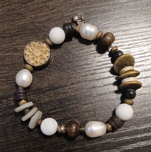 Silpada White and Brown Beaded Bracelet